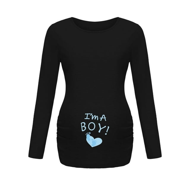 T-shirt de Maternité pour Femmes à Ourlet Irrégulier, Manches Longues, Col Rond, Basique, Allaitement