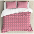 thumbnail image 3 of Floral Duvet Cover Set, Big and Small Abstract Flower Motifs Dots Circular Repeating Nature Pattern, Decorative 2 Piece Bedding Set with 1 Pillow Shams, Twin Size, Pink Teal White, by Ambesonne, 3 of 3