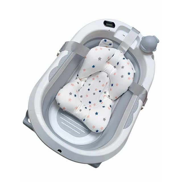 Tina de Baño para Bebé | Bañera Plegable y Portátil con Cojín | Cómoda y Segura | Baño Infantil | Bañera para recién nacidos. (Gris)
