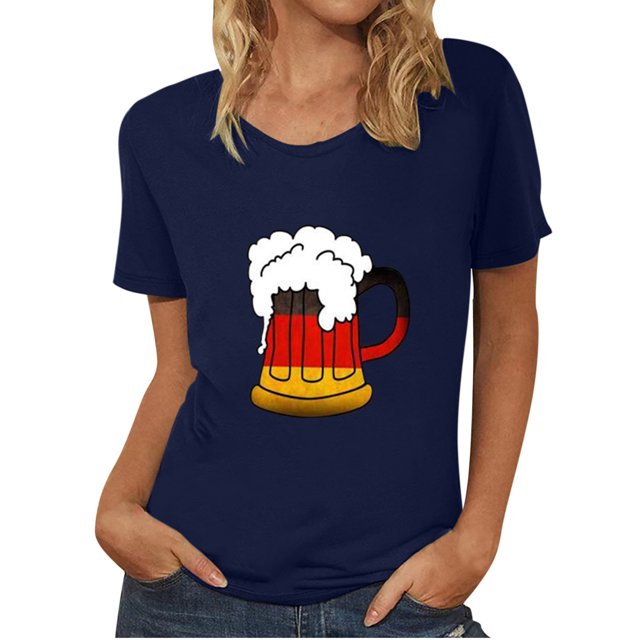 Blusa de mujer Oktoberfest Camiseta de cuello redondo Estampado de verano Jersey de manga corta Camiseta de mujer para hombre Tops Camisa Pompotops hfajkhk135837