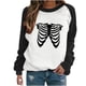 thumbnail image 1 of Blusa de manga larga con estampado de esqueleto de Halloween a la moda para mujer, suéter informal con cuello redondo, Tops, camisetas Fridja  fjkfkj6938, 1 of 6