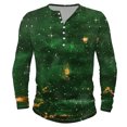 thumbnail image 4 of VBTAPA Men's Long Sleeve Henley Shirt Flame 3D Print Button T Shirt Slim Fit Casual Stylish Tee Tops Green M, 4 of 5