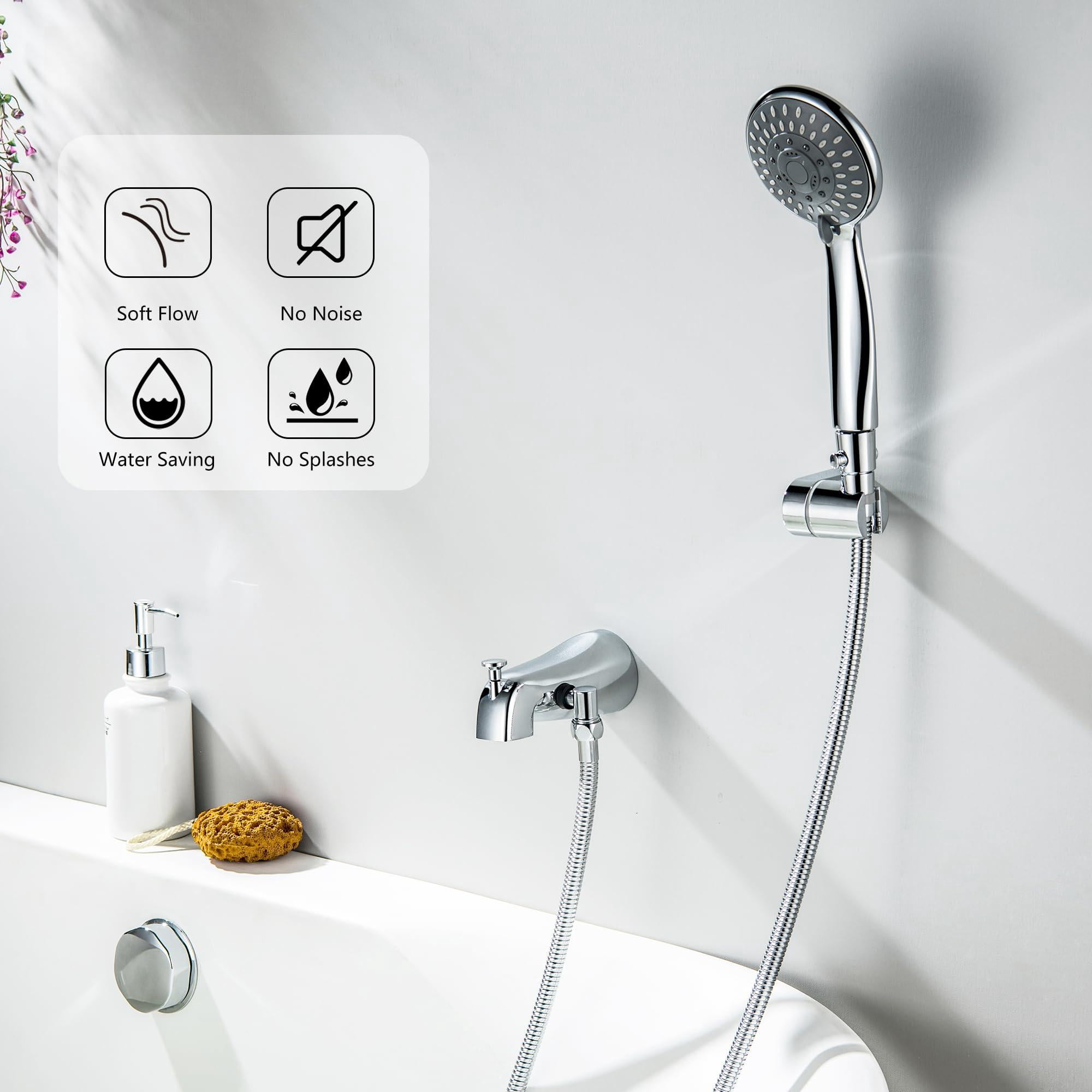 Chrome Tub Spout With Diverter, All Metal Bathtub Faucet Set