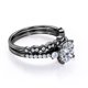 thumbnail image 3 of Anillo de boda JeenMata Trilogía Moissanita Redonda 1,75 Quilates Diseño Vintage Milgrain Pavé Baño de Oro Negro 18 K sobre Plata, 3 of 6