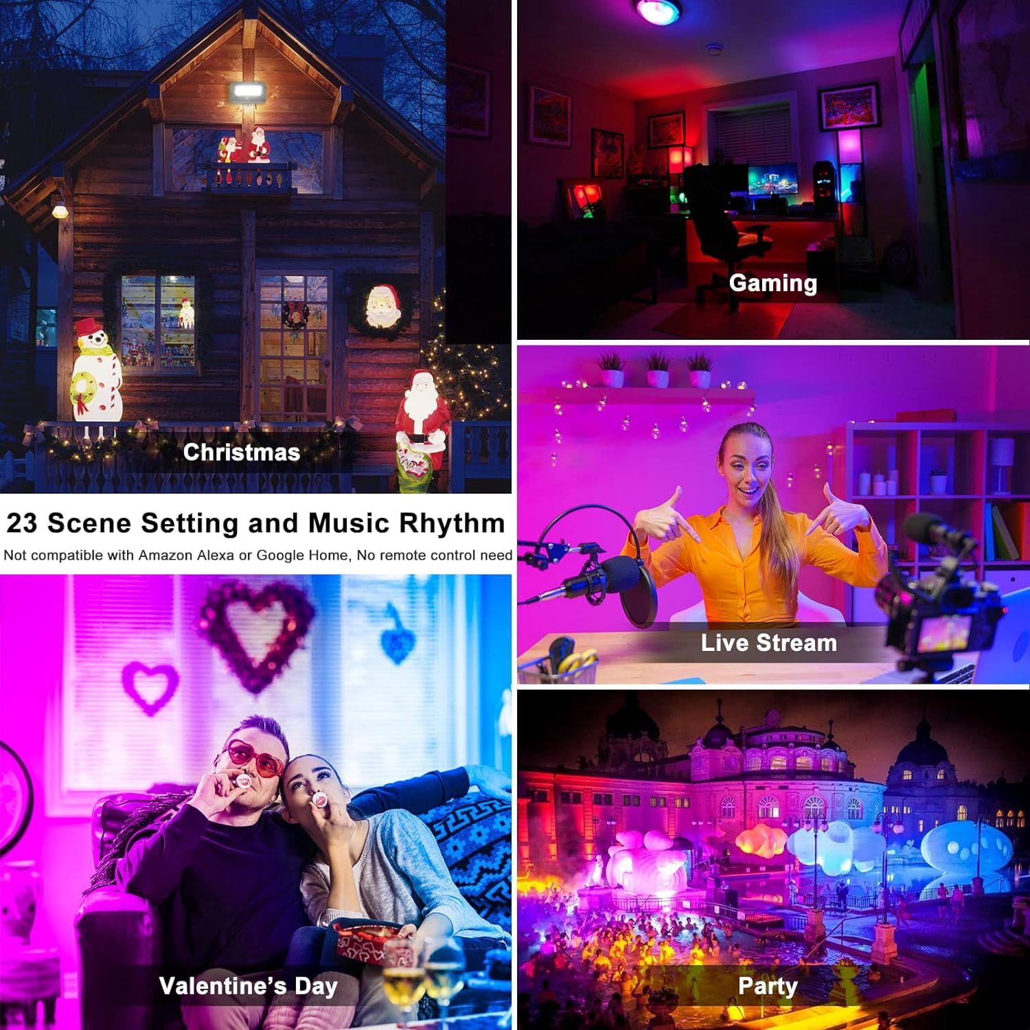 LED RGB Flood Light Outdoor 500W Equivalent, Smart Color Change & Daylight 5700K Landscape Lighting, IP66 Waterproof Patio Lights via App Control, Indoor Ambient Lighting, Uplighting for Yard Pathway