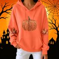 thumbnail image 5 of FchengtaiS Fall Pumpkin Printed Hoodies for Women Long Sleeve Fleece Sweatshirt Halloween Thanksgiving Pullovers Tops, 5 of 6