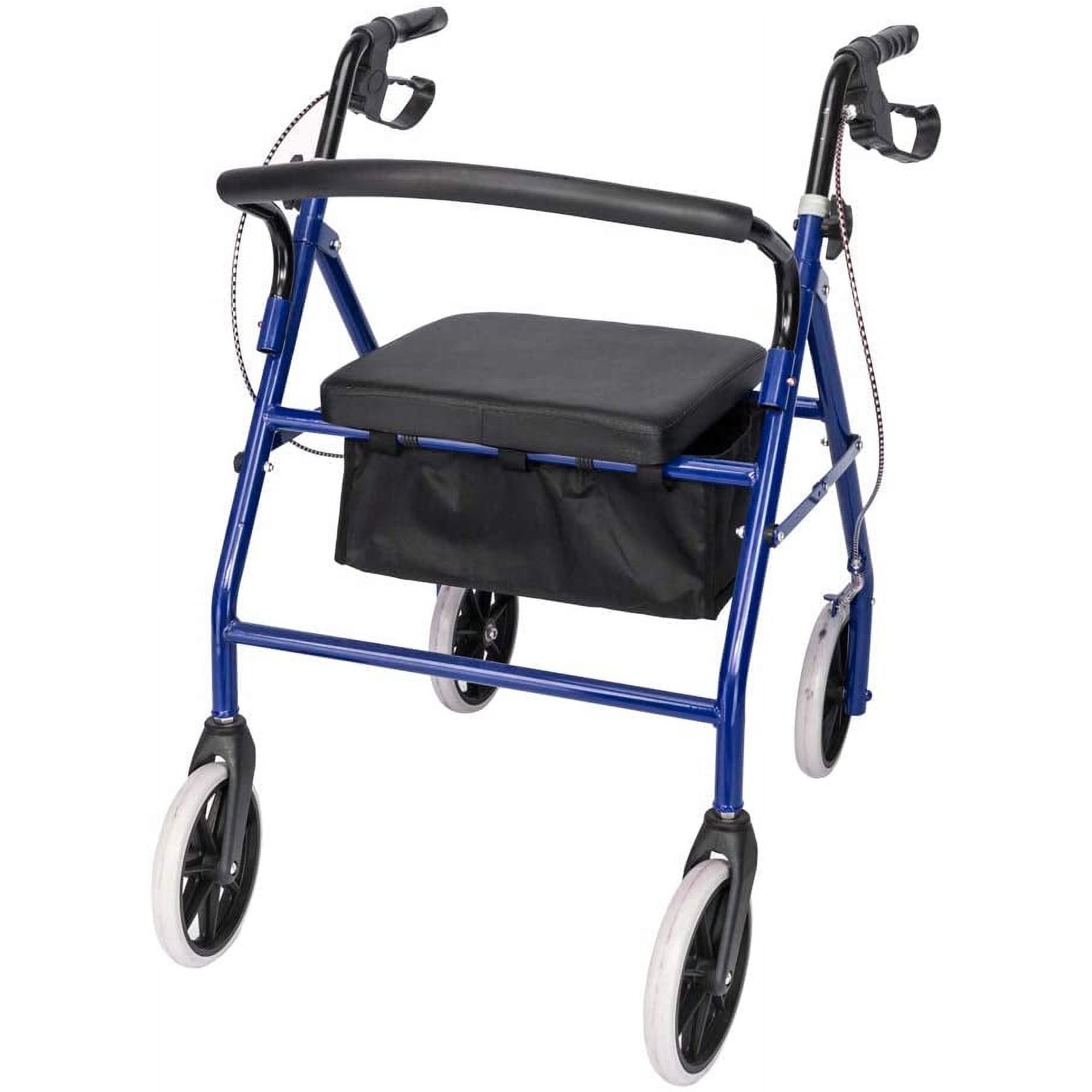 Foldable Medical Bariatric Rolling Walker Rollator Adult Durable Sturdy Heavy Duty Ergonomic 286LB Capacity Lightweight Height Adjustable Storage for Home Travel Indoor Outdoor Elderly Handicap