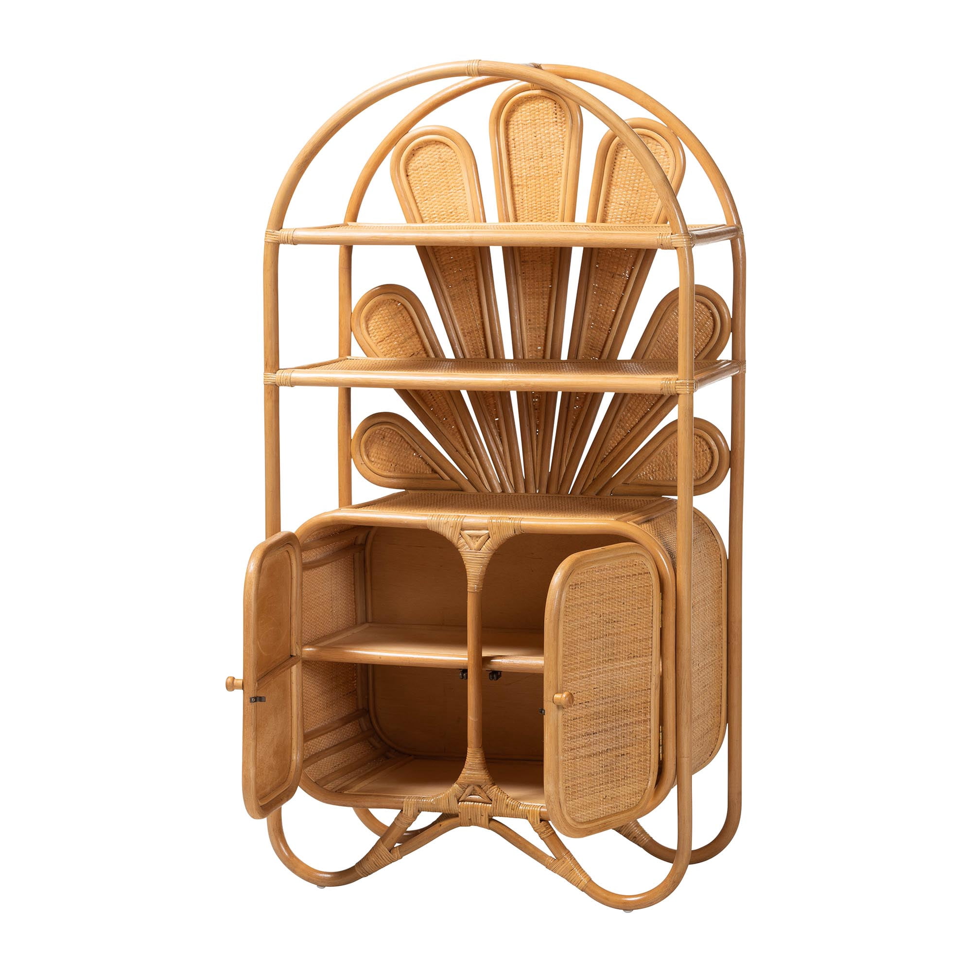 bali & pari Noreen Boho Storage Cabinet, Light Honey