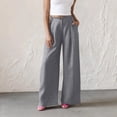 thumbnail image 2 of GUACER Womens Cotton Linen Palazzo Pants High Waisted Button with Pockets Wide Leg Trousers Casual Summer Slacks, 2 of 6