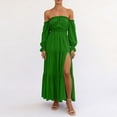 thumbnail image 4 of asdoklhq Wedding Guest Dresses for Women Tea Party Dresses Off The Shoulder Fashion Women Summer Long Sleeveless Off-the-Should Dresses Green 2X, 4 of 6