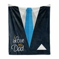 thumbnail image 1 of Father's Day Soft Flannel Fleece Throw Blanket, I Love My Dad Calligraphy on Formal Suit Tie, Cozy Plush for Indoor and Outdoor Use, 60" x 80", Grey Sky Blue, by Ambesonne, 1 of 5