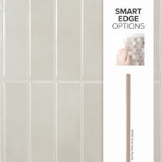 Smart Tiles - 3D Adhesive Peel and Stick Backsplash Tile, Gray & White - 5-Pack 11.43" x 9"