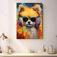 thumbnail image 2 of Pomeranian Wall Art - Funny Dog Canvas Canvas for Kids' Room 11x17inch - Colorful Puppy with Earphone Pictures Framed Ready to Hang, 2 of 4