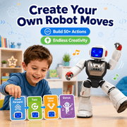 Smart Robot Toy for Kids Ages 4-9, Large 15-inch Programmable Interactive Gift with Remote and Gesture Control, LED Face, Music and Dance