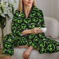 thumbnail image 6 of Pofeuu Monster Neon Head Print Womens Pajamas Set Long Sleeve Sleepwear Button Down Nightwear Soft Pj Lounge Sets Button Down Pajamas Women-X-Large, 6 of 7