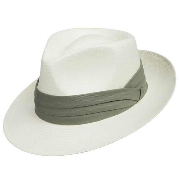 Fedora GULLPORT Reward Classic Straw Panama Hat Exotic Feather Ultrafino