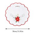 thumbnail image 3 of Cififendec Christmas Embroidered Placemat, 11.81", Christmas Scalloped Edge Table Mat for Candle Centerpiece Arranging and Tabletop Decoration, 3 of 6