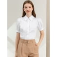 thumbnail image 2 of DARING DIVA Women's Puff Sleeve Point Collar Essential Office Shirt L White, 2 of 6