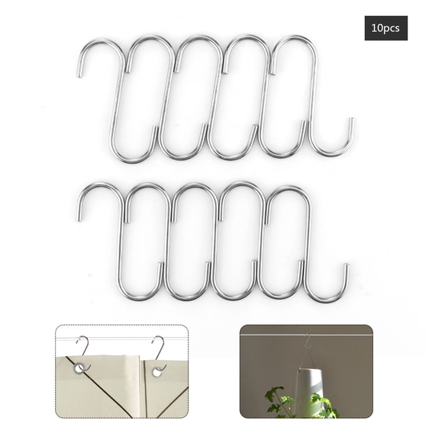 Gancho En Forma De S De 10 Uds., Ganchos Colgantes De Acero Inoxidable Magnético De Alta Resistencia Para Dormitorio, Baño, Cocina, Baño, Plateado Yuarrent HA024812-02