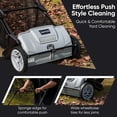 thumbnail image 5 of 21-Inch Push Lawn Sweeper, Grass, Lawn and Leaf Cleanup Collector with Large 3.5 cu. ft. Hopper Bag, Durable Wheels, and Dual Spinning Brushes, Grey, 5 of 8