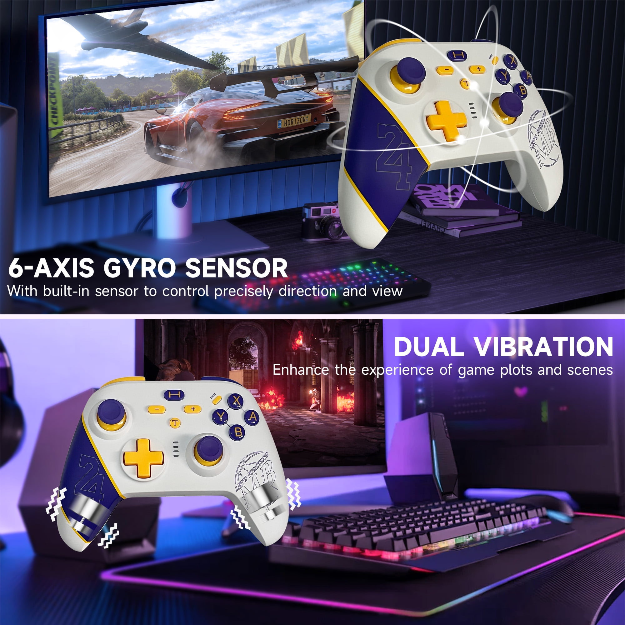 Switch Controller for Nintendo Switch/OLED/Lite/PC/IOS/Android, UHM Wireless Switch Pro Controller with Dual Vibration Programmable Turbo 6-axis Gyro Switch Controller for Nintendo Switch/OLED/Lite/PC/IOS/Android, UHM Wireless Switch Pro Controller with Dual Vibration Programmable Turbo 6-axis Gyro