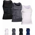thumbnail image 1 of Mens Slimming Body Shaper Vest Compression Tank Tops Shirts Workout Abs Abdomen Undershirts 3pcs, 1 of 19