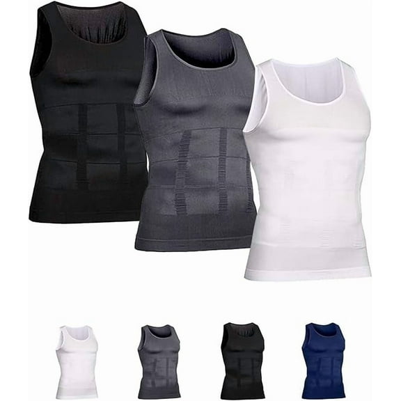 Mens Slimming Body Shaper Vest Compression Tank Tops Shirts Workout Abs Abdomen Undershirts 3pcs