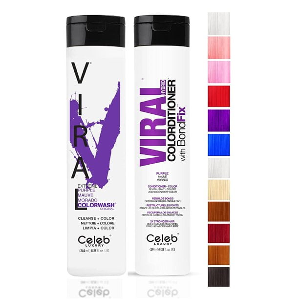 Celeb Luxury Viral Extreme Purple Colorwash Shampoo & Hybrid Purple Colorditioner - 8.25 oz