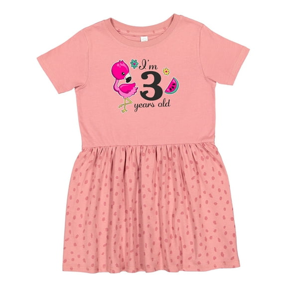 Inktastic I'm 3 Years Old with Flamingo and Flowers Girls Toddler Dress