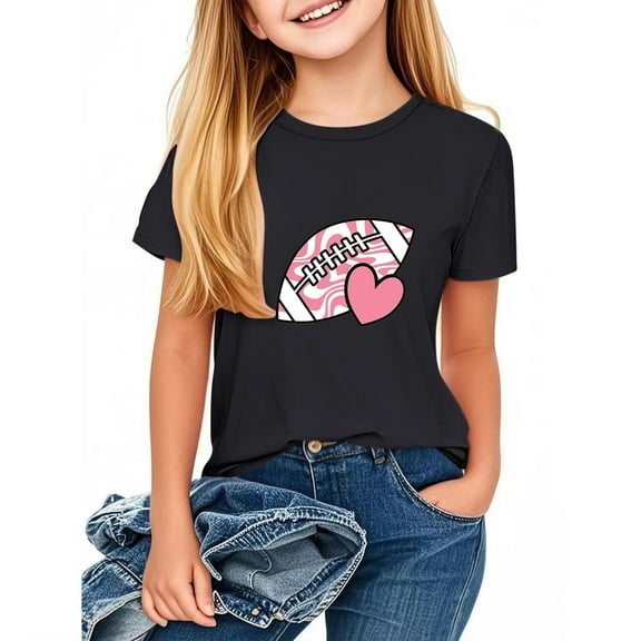 Piuwrlz T-Shirts Tops for Kids Girls Short Sweatshirt Sleeve Black Size 7 Years