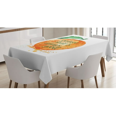 

Fruit Tablecloth Watercolor Style Brush Strokes Orange is Always Good Quote Healthy Life Design Rectangular Table Cover for Dining Room Kitchen 52 X 70 Inches Green and Orange by Ambesonne