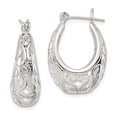 thumbnail image 3 of 925 Sterling Silver Oval Filigree Hoop Earrings, 3 of 5