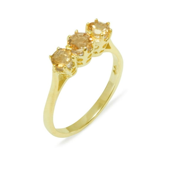 LBG British Made 18k Yellow Gold Natural Citrine Womens Anniversary Ring - 33 size options - Size 10