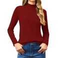 thumbnail image 2 of OutfitShow Womens Mock Turtleneck Long Sleeve Shirts Tunic Tops Women Plain Thermal T-Shirts, 2 of 8