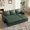 thumbnail image 6 of COPIAE 89” L Shaped Sofa Sleeper, Sectional Sofa Bed with Hidden Storage, Modern Piano Design Pull Out Sofa for Living Room Bedroom, Green, 6 of 9