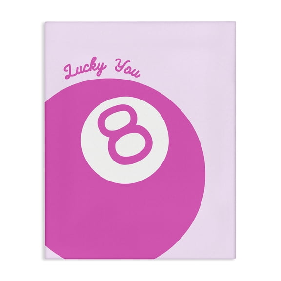 Stupell Industries Lucky You Eight Ball Text & Numbers Painting Wrapped Canvas Art Print Wall Art, 16 x 20