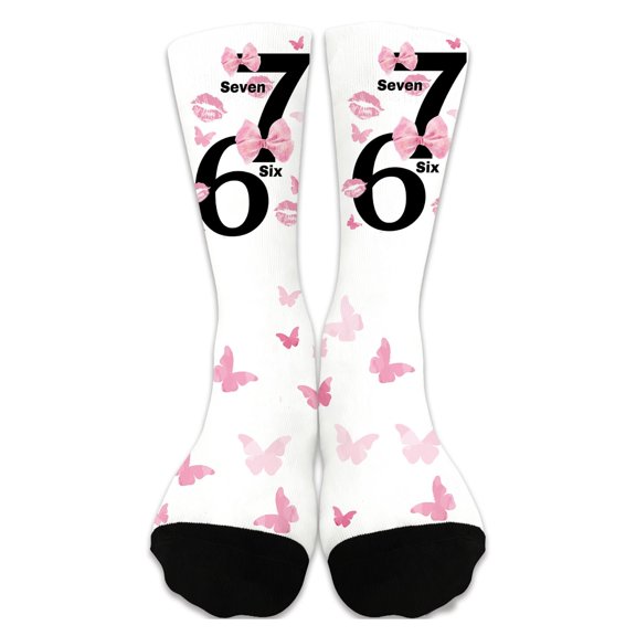 3‑Pair Pilates Socks Red Digital‑printed Casual Socks Crew Socks for women