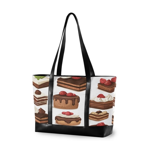 FORMRS Laptop Tote Bag for Women with 15.6" Computer Compartments Handbag, White Sweet Cakes