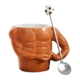thumbnail image 2 of Taza de café de cerámica, taza Macho, taza para beber, taza de té de agua de escritorio, taza muscular con forma de músculo para bebidas calientes o cuchara de futbol, 2 of 10