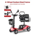 thumbnail image 4 of 4 Wheel Powered Mobility Scooters, Foldable Travel Scooter with LED Headlights, Basket and 360° Rotatable Thick Seat, 12.5 Miles Range, Electric Scooters for Seniors, Red, 4 of 7