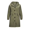 thumbnail image 3 of Women‘s Plus Size Solid Color Button Pocket Recreational Hooded Long Sleeve Windbreaker Coat Tops, 3 of 4