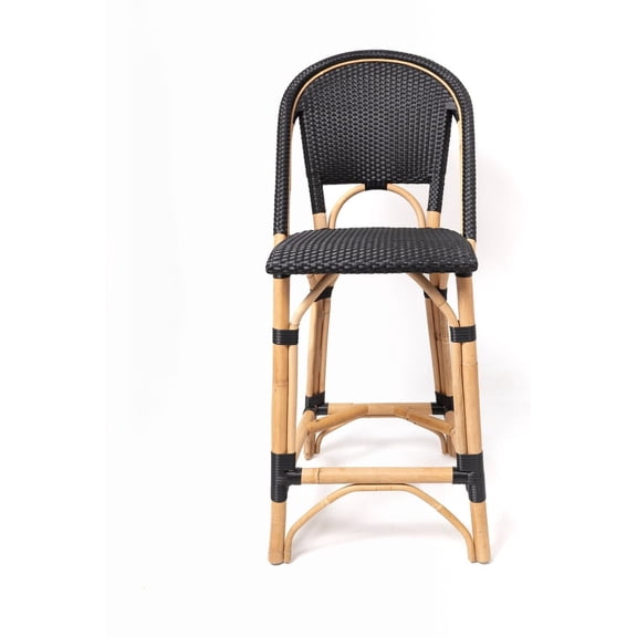 Classic Rattan Counter Stool High Back Adjustable Seat Counter Height Handmade Manau Rattan Bar Stool 300 lb Capacity