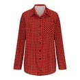 thumbnail image 5 of Womens Plaid Shacket Jacket Soft Button Down Shirt Roll Up Long Sleeve Shirt Blouses Preppy Clothes for Teen Girls, 5 of 7