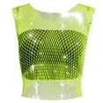 thumbnail image 1 of Chaleco de manga corta de red brillante para mujer: red de pesca con pedrería, sexy/casual, para todas las estaciones, talla real., 1 of 2