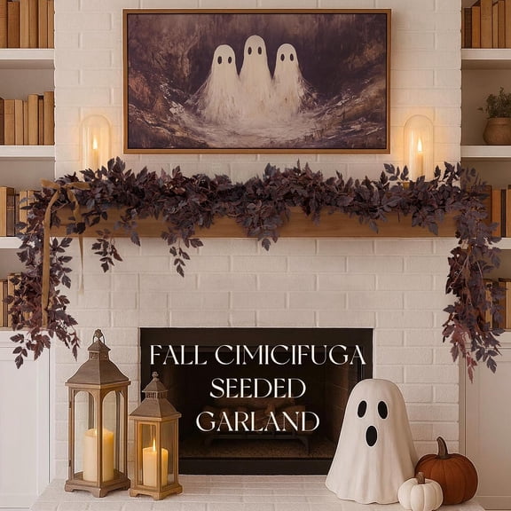 Fall Decorations for Home -Fall Decor 6 Ft Plum Cimicifuga Seeded Garland - Artificial Leaf Garland Centerpieces for Tables Mantle,Thanksgiving Halloween Decoration for Indoor Wedding Room