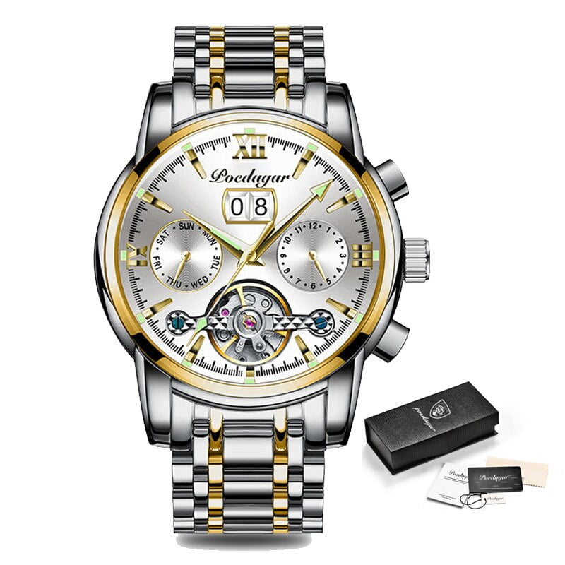 POEDAGAR Fashion Leather Mens Watches Casual SportTop Brand Luxury