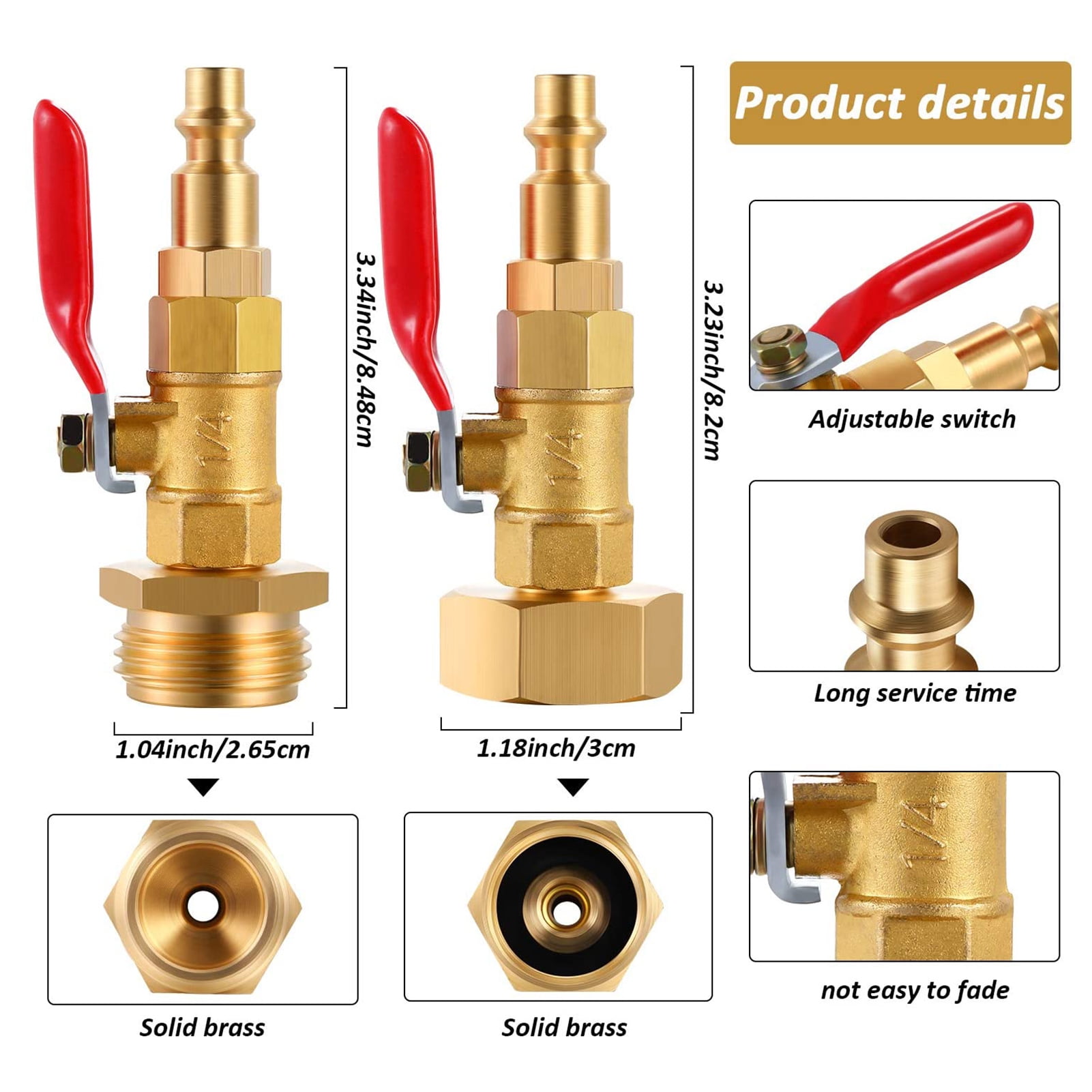 Winterize Blowout Adapter for RV Boat Camper Trailer IEALODS Brass Winterize Adapter with 2 Pcs 1/4 Inch Male Quick Connecting Plug & 3/4 Inch Male and Female GHT Thread & 2 Pcs 1/4 Inch Ball Valve Winterize Blowout Adapter for RV Boat Camper Trailer IEALODS Brass Winterize Adapter with 2 Pcs 1/4 Inch Male Quick Connecting Plug & 3/4 Inch Male and Female GHT Thread & 2 Pcs 1/4 Inch Ball Valve