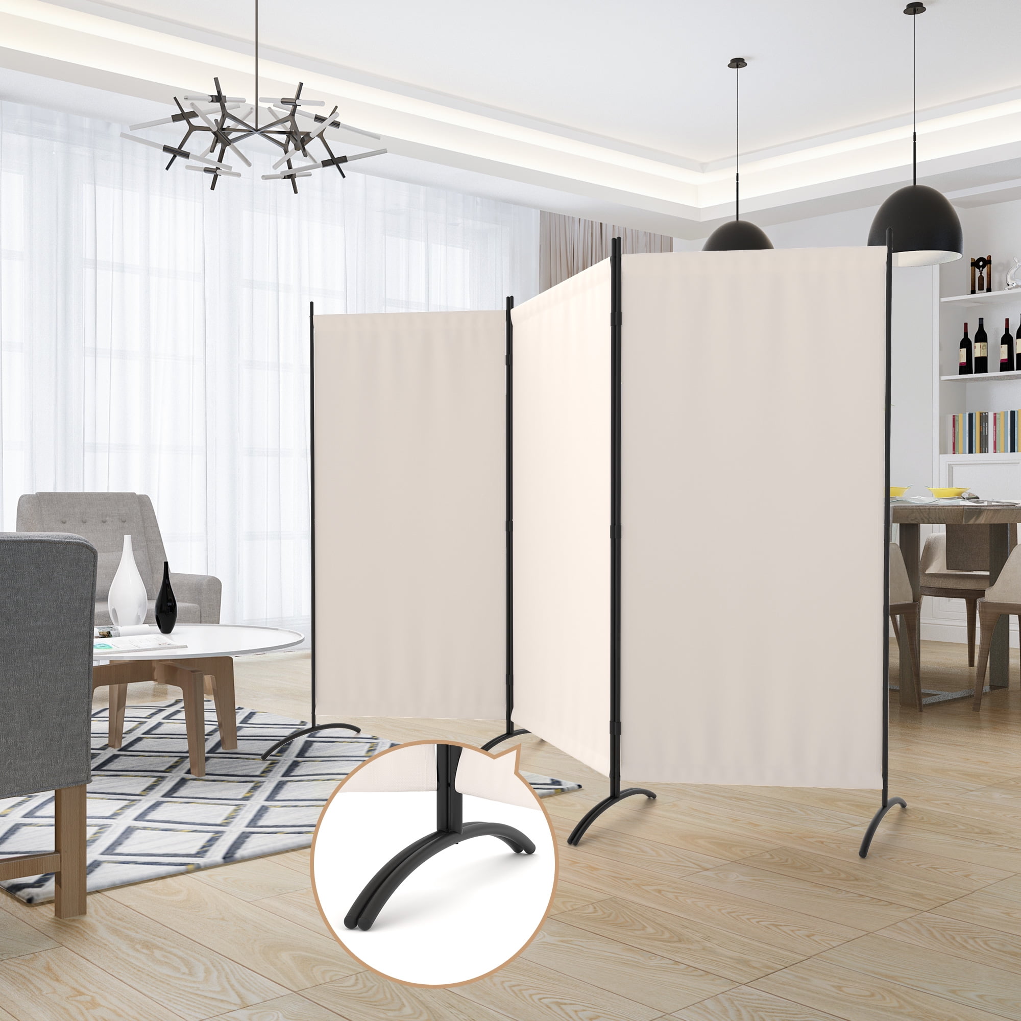 Room Divider 8FT Portable Room Dividers And Folding Privacy Screens, 101'' L Fabric Divider For Room Separation, 3 Panel Partition Room Dividers Freestanding Wall Divider Screen