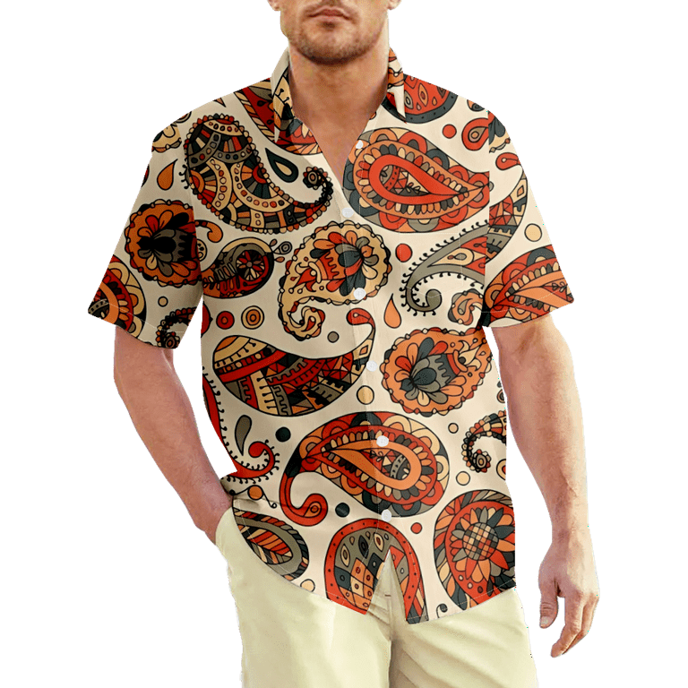 knude virksomhed filosofi T-Shirts for Men,Paisley Pattern Print Fashion Designer Vintage Basic  Unisex Casual Short Sleeve Button Up Vintage Hawaiian Shirts - Walmart.com