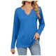 thumbnail image 1 of Blusa informal de manga larga y cuello en V para mujer: top de poliéster de color liso, estilo informal y moderno, tallas S-XXL para llevar a diario en otoño., 1 of 8